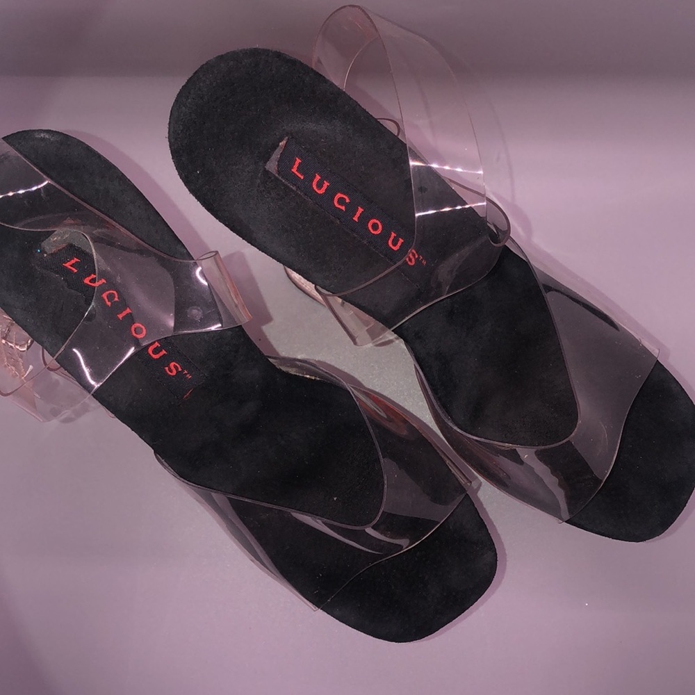 Lucious Acrylic Platform Flame Heels Size 9 - image 4